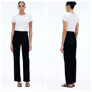 SLVRLAKE Jeans London High Rise Straight In Jet Black Womens 27